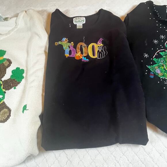 Three Vintage 90’s Quacker Factory Holiday Sweaters Women’s size medium - Picture 3 of 13